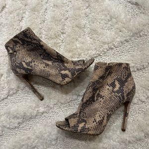 Steve Madden Snakeskin Open Toe Bootie Heel